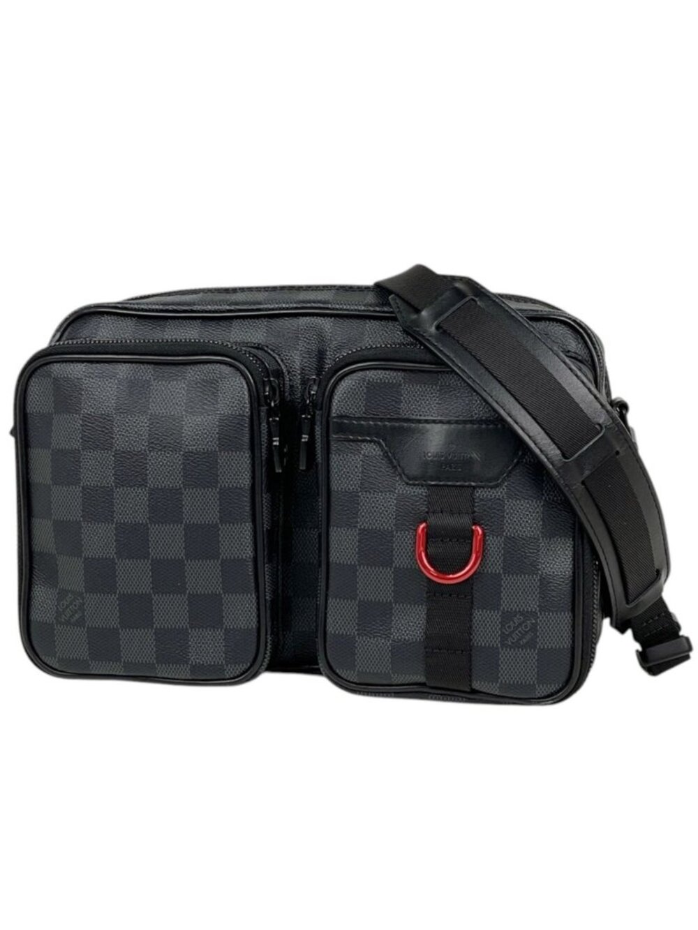 Louis Vuitton Utility Messenger Shoulder Bag Damier Graphite Black